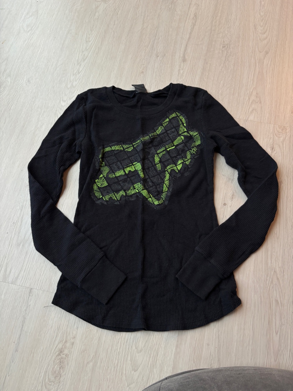 Vintage Fox Black Waffle Long Sleeve
